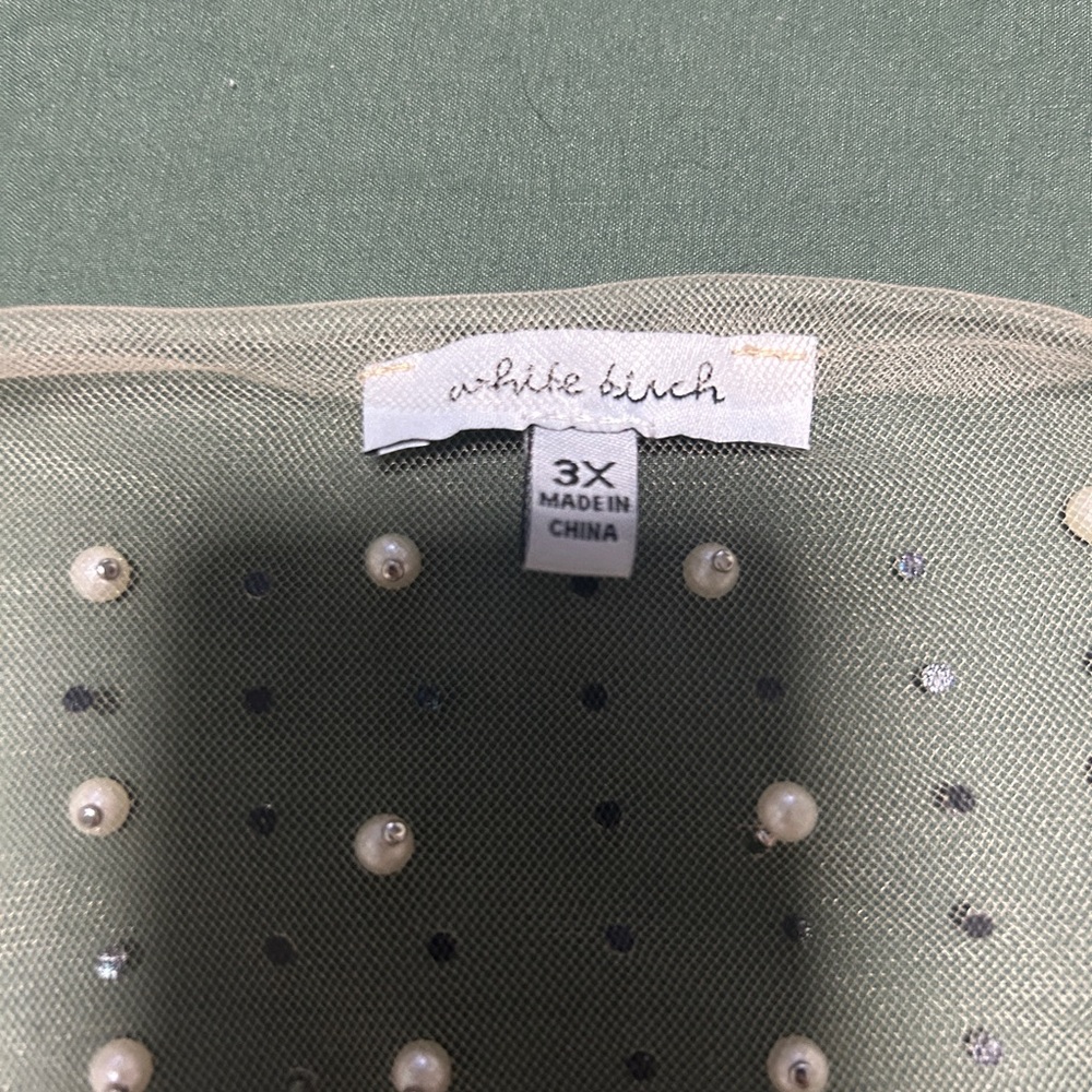 White Birch Pearl and Sequin Embellished mesh Top - Picture 2 of 2